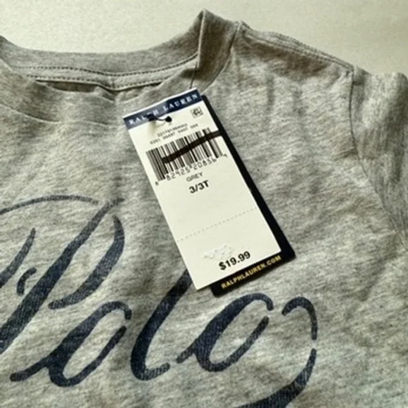 Kids Polo Ralph Lauren Grey Logo Graphic T Shirt Size 3T - Picture 2 of 4